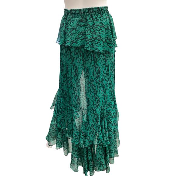 Misa Los Angeles Skirt Womens SZ XS Long Scalloped Ruffle Accents Stretchy Waist - Picture 4 of 5